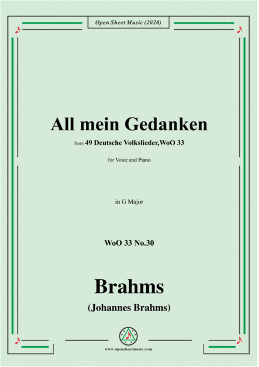 Brahms-All mein Gedanken,WoO 33 No.30,in G Major,for Voice and Piano