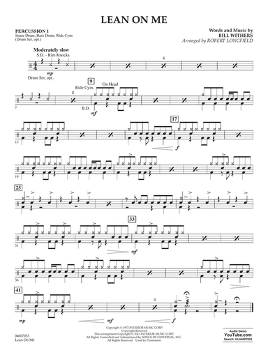 Lean on Me (arr. Robert Longfield) - Percussion 1