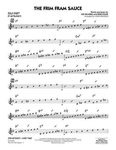 The Frim Fram Sauce (arr. John Wasson) - Bb Solo Sheet