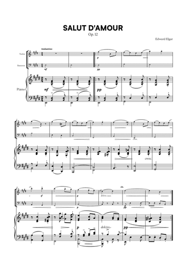 Edward Elgar - Salut d'Amour for Violin, Bassoon and Piano