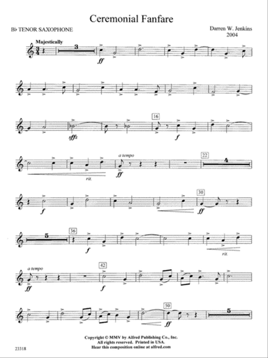 Ceremonial Fanfare: B-flat Tenor Saxophone