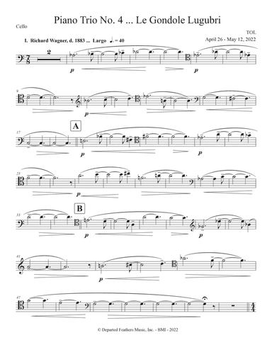 Piano Trio No. 4 ... Le Gondole Lugubri (2022) cello part