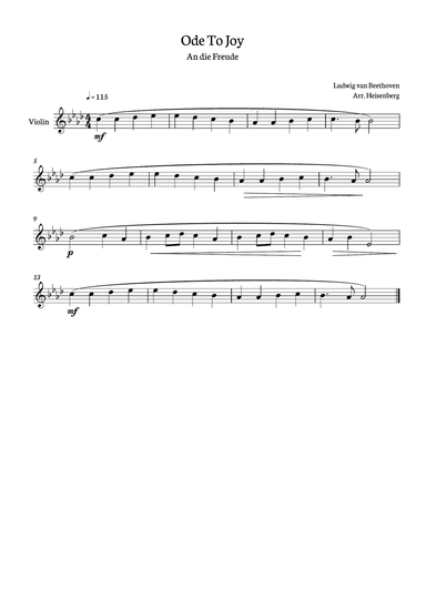 Beethoven - Ode to Joy for violin in Ab - clean version.