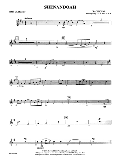 Shenandoah: 1st B-flat Clarinet