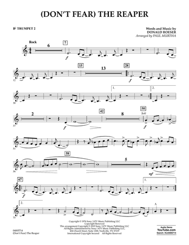 (Don't Fear) The Reaper (arr. Paul Murtha) - Bb Trumpet 2