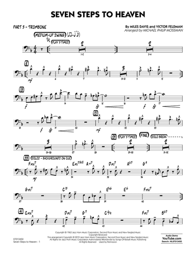 Seven Steps to Heaven (arr. Michael Philip Mossman) - Part 3 - Trombone