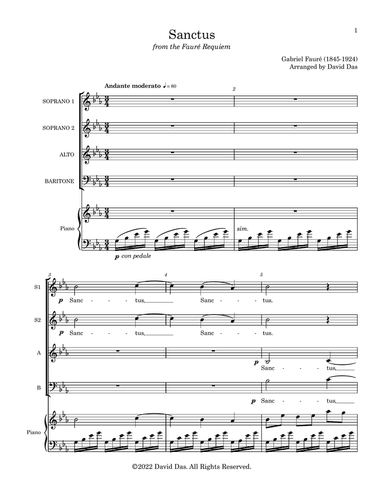 Sanctus (from the Fauré Requiem) (SSAB)