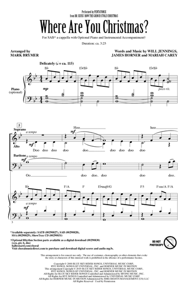 Where Are You Christmas? (from How The Grinch Stole Christmas) (arr. Mark Brymer)