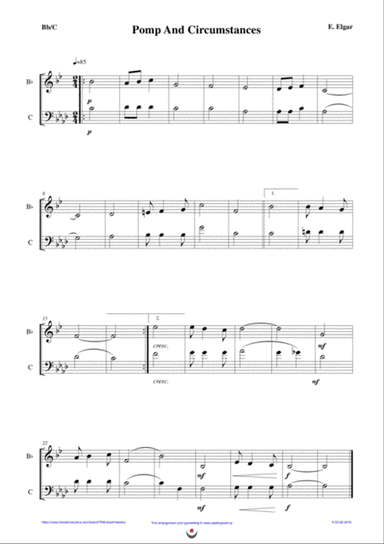 Pomp and Circumstances (easy brass duet Nb. 4 - Bb/C)