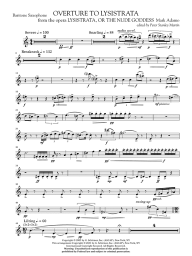Overture to Lysistrata (arr. Peter Stanley Martin) - Baritone Saxophone