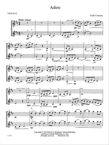 Adieu: 2nd Violin