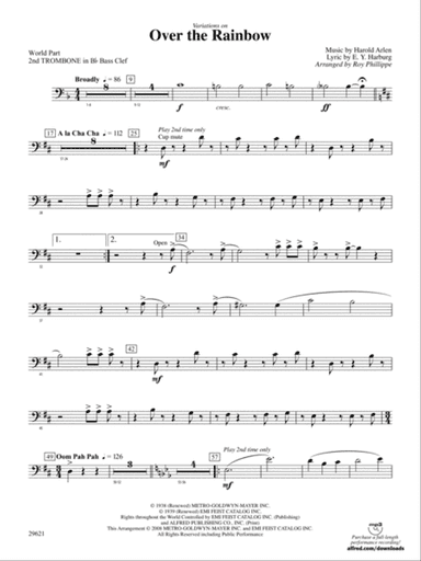 Over the Rainbow (from The Wizard of Oz), Variations on: (wp) 2nd B-flat Trombone B.C.