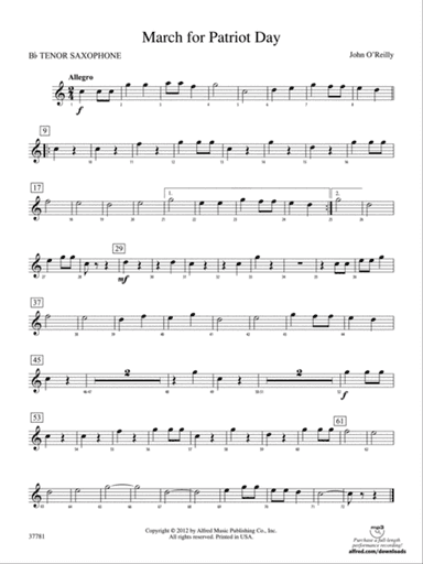 March for Patriot Day: B-flat Tenor Saxophone