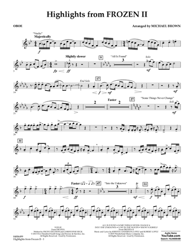Highlights from Disney's Frozen 2 (arr. Michael Brown) - Oboe