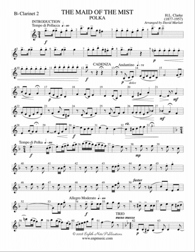 The Maid of the Mist (Solo Cornet and Concert Band): 2nd B-flat Clarinet
