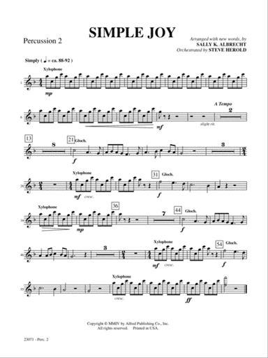 Simple Joy (Simple Gifts / Joy to the World): 2nd Percussion