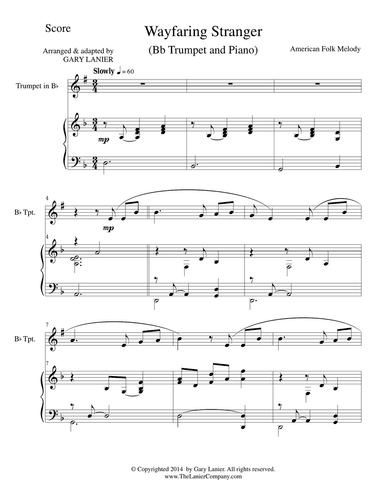 WAYFARING STRANGER (Bb Trumpet/Piano and Trumpet Part)