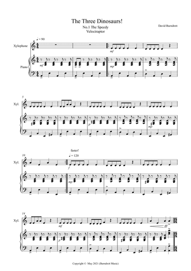 3 Dinosaur Pieces for Xylophone and Piano