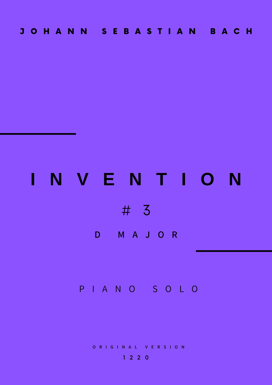 Invention No.3 in D Major - Piano Solo (Original Version)