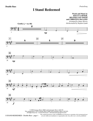 I Stand Redeemed (arr. James Koerts) - Double Bass