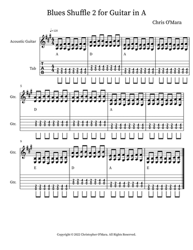 Blues Shuffle 2 for Guitar in A