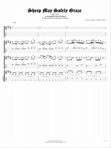 Sheep May Safely Graze (Arranged for Electric Guitars)