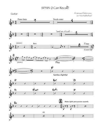 (I Can Recall) Spain (arr. Paris Rutherford) - Guitar