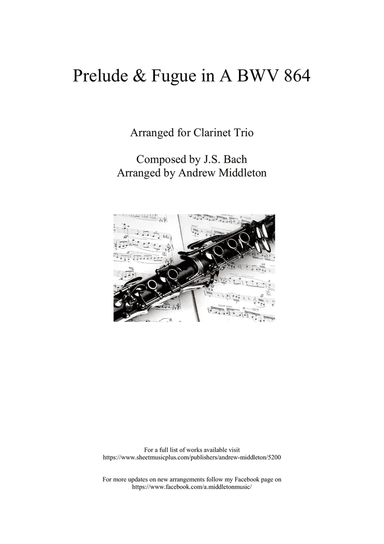 Prelude and Fugue in A BWV 864 arranged for Clarinet Trio