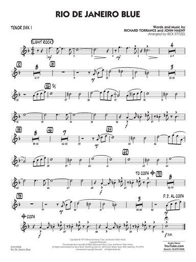 Rio de Janeiro Blue (Key: C min) (arr. Rick Stitzel) - Tenor Sax 1