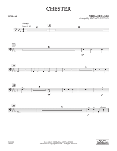 Chester (arr. Michael Sweeney) - Timpani