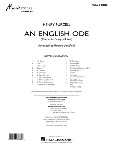 An English Ode (Come, Ye Sons of Art) (arr. Robert Longfield) - Conductor Score (Full Score)