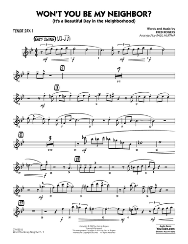 Won't You Be My Neighbor? - Tenor Sax 1