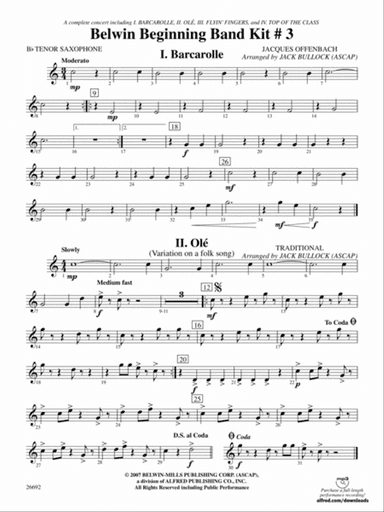 Belwin Beginning Band Kit #3: B-flat Tenor Saxophone