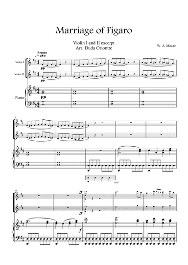 Violin I II EXCERPT - Mozart - Marriage of Figaro (with PIANO)