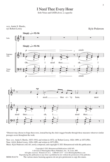 I Need Thee Every Hour