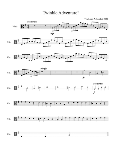 Twinkle Adventure! - Viola Part