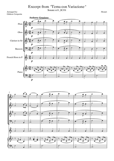 Excerpt from sonate k331 - "Tema con Variazione"