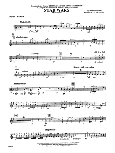 Star Wars Main Theme: 2nd B-flat Trumpet
