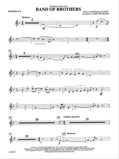 Band of Brothers, Symphonic Suite from: 4th F Horn