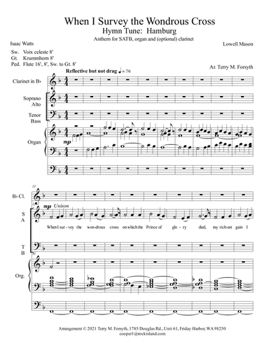 "When I Survey the Wondrous Cross" SATB