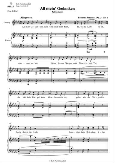 All mein' Gedanken, Op. 21 No. 1 (D-flat Major)