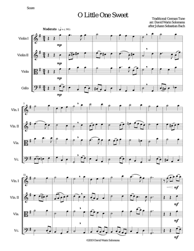 O Little One Sweet (O Jesulein süß) for string quartet