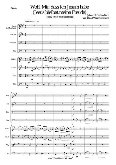 Wohl mir dass ich Jesum habe (Jesu joy of man's desiring) for brass quartet and strings