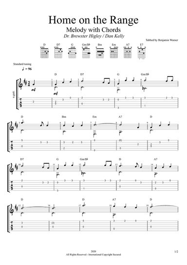 Home on the Range - Easy Solo Guitar