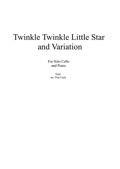 Twinkle Twinkle Little Star and Variation for Cello and Piano