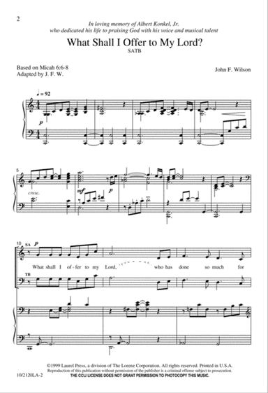 What Shall I Offer to My Lord?