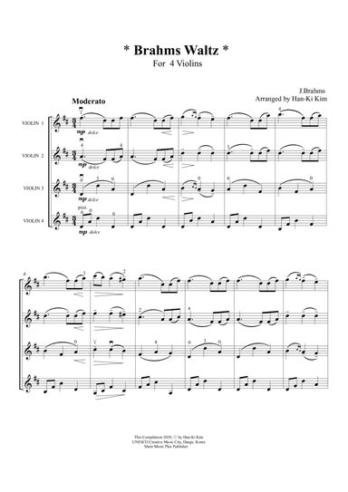 Brahms Waltz (Violin Quartet)