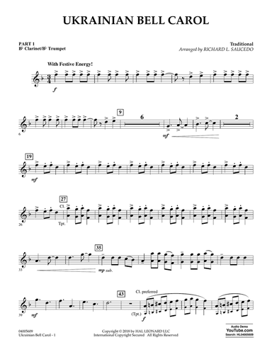 Ukrainian Bell Carol - Pt.1 - Bb Clarinet/Bb Trumpet
