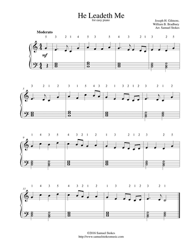He Leadeth Me - for easy piano