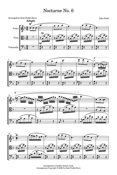 Nocturne No. 6 by John Field, arranged for string trio by Scott Fields Davis